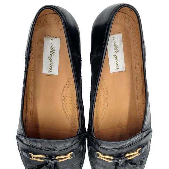 Vintage Mezlan Exotic Black Crocodile Mens 15M Dress Shoes Tassel Loafers Spain main image 9